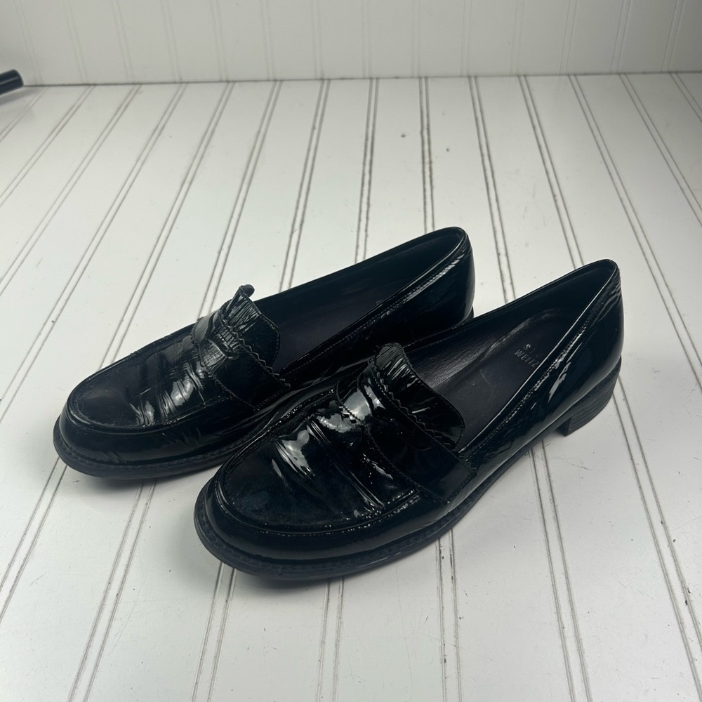 Stuart Weitzman Vintage Black Patent Leather Loafers Womenโs Size 6.5 - Picture 3 of 12